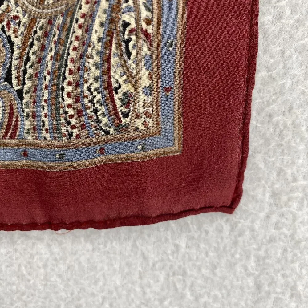 LIBERTY OF LONDON Scarf Silk Crepe Paisley Hand Rolled Rectangular Red VTG